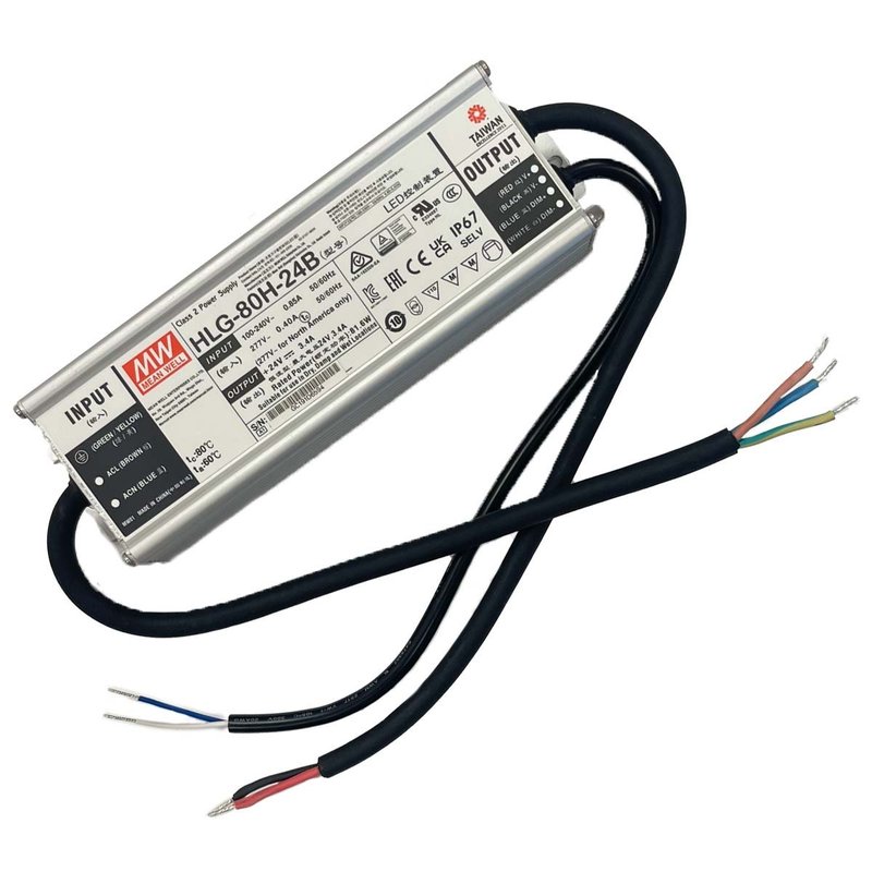 MW MEAN WELL HLG-80H-24B Alimentatore Led Driver CV CC IP67 Dimmerabile 80W 24V 3,4A Input 220V e 110V
