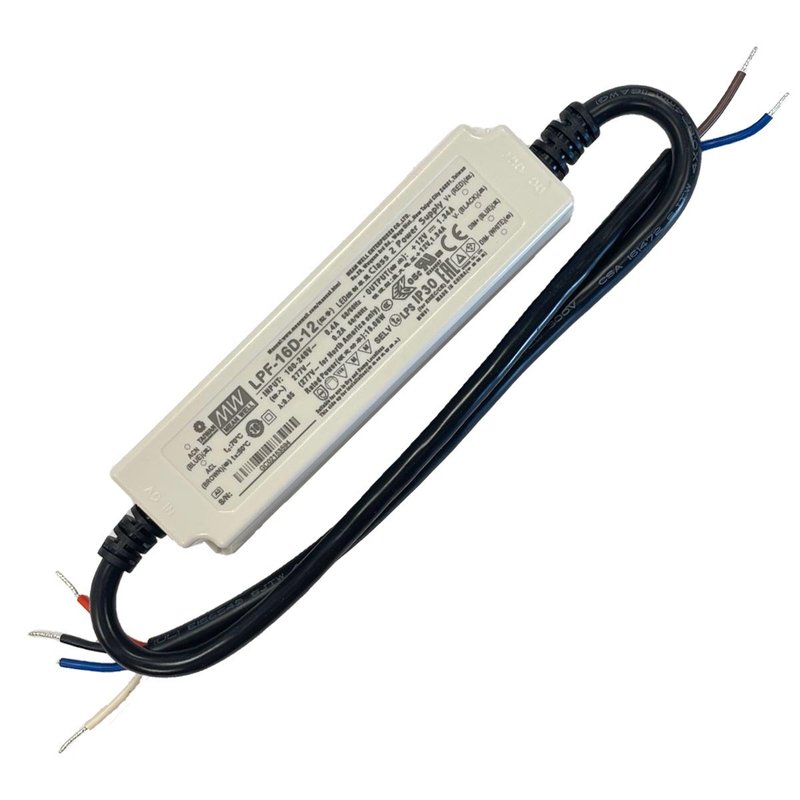 MW MEAN WELL LPF-16D-12 Alimentatore Led Driver CC CV 12V 1,34A 16W IP67 Input 220V e 110V Dimmerabile 3 In 1