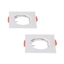 2 PZ Porta Faretti LED GU10 MR16 Quadrati Fissi con Molla Bianchi SKU 6642