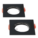 2 PZ Porta Faretti LED GU10 MR16 Quadrati Fissi con Molla Neri SKU 6643