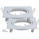 2 PZ Porta Faretti LED GU10 MR16 Quadrati Orientabili con Molla Bianchi SKU 8941