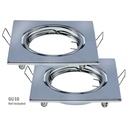 2 PZ Porta Faretti LED GU10 MR16 Quadrati Orientabili con Molla Cromati SKU 8943