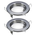 2 PZ Porta Faretti LED GU10 MR16 Rotondi Fissi con Molla Cromati SKU 3586