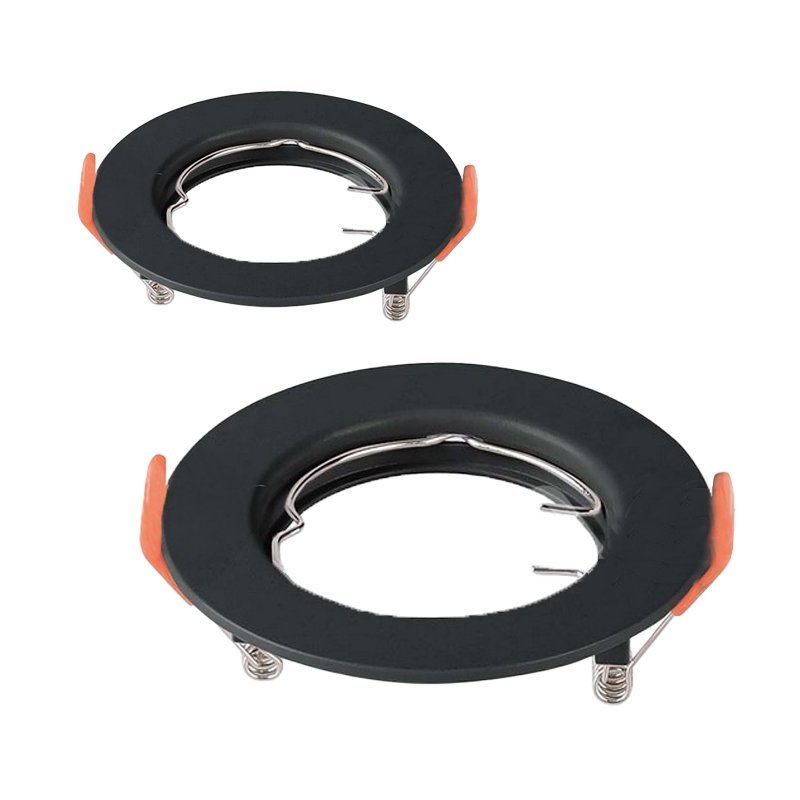 2 PZ Porta Faretti LED GU10 MR16 Rotondi Fissi con Molla Neri SKU 6641