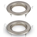 2 PZ Porta Faretti Led, Porta Faretto GU10 MR16 Rotondo Fisso Con Molla Satinato Spotlight Fitting SKU-3585