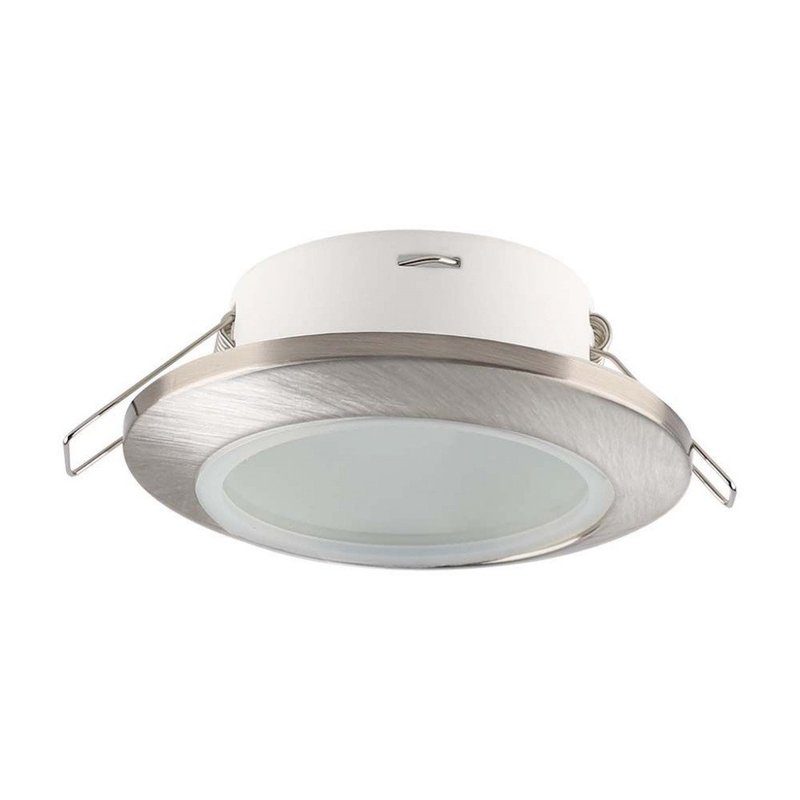 Porta Faretto Led Da Incasso Rotondo Colore Nichel Satinato Impermeabile IP44 Foro 70mm Per Faretti Led GU10 MR16 SKU-6700