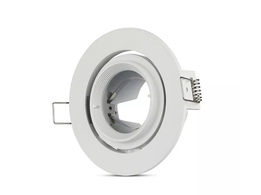 Porta Faretto Led GU10 MR16 Da Incasso Colore Bianco Orientabile 90 Gradi Rotondo Con Ghiera SKU-3689