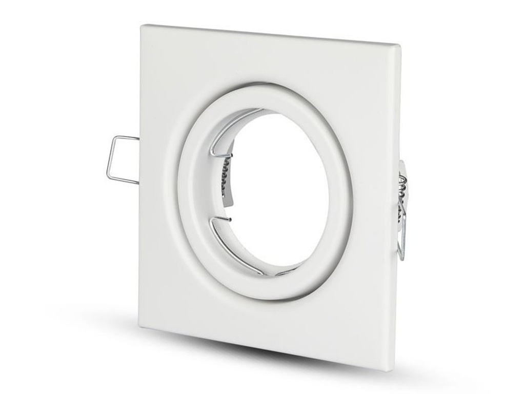 Porta Faretto Led GU10 MR16 Quadrato Con Molla Colore Bianco Orientabile Spotlight Fitting SKU-3472