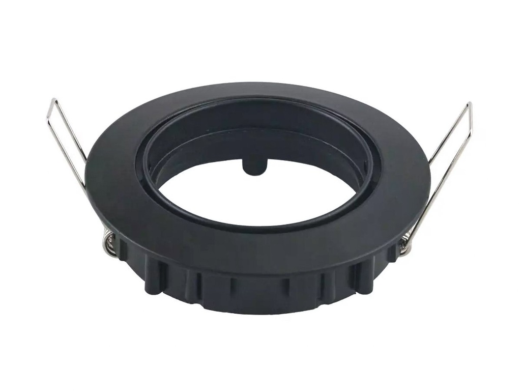 Porta Faretto Led GU10 MR16 Rotondo Con Molla Colore Nero Orientabile Spotlight Fitting SKU-8955