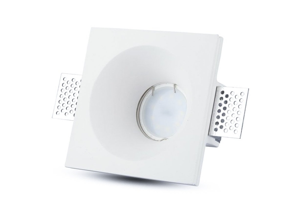 Portafaretto Lampada Led GU10 Da Incasso A Scomparsa Corpo Quadrato 100X100mm In Gesso Bianco Verniciabile SKU-3696