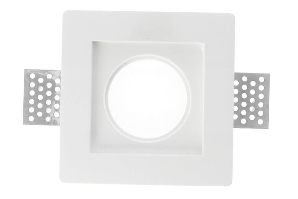 Portafaretto Lampada Led GU10 Da Incasso A Scomparsa Corpo Quadrato Gesso Bianco Verniciabile 100 x 100 mm SKU-3651