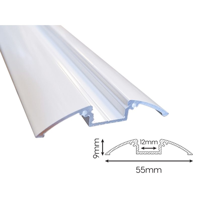 2 Metri Profilo Barra Alluminio Da Pavimento Colore Bianco 55X9,5mm Interno 12mm