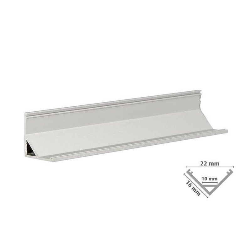3 Metri Profilo Canalina Barra Alluminio LED Angolare Slim Corner Curva 45° per Strip LED fino 10mm