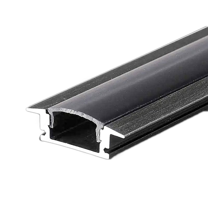 Profilo Alluminio Da Incasso Per Cartongesso Colore Nero 24,7X7mm Completo Di Copertura Nera Fume Tappi Gancio 2 Metri SKU-2875