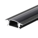 Profilo Alluminio Da Incasso Per Cartongesso Colore Nero 24,7X7mm Completo Di Copertura Nera Fume Tappi Gancio 2 Metri SKU-2875
