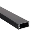 Profilo Alluminio Larga Colore Nero 23,5X10mm Per Strip Led 20mm Completo Di Copertura Nera Fume Tappi Gancio 2 Metri SKU-2876