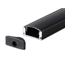 Profilo Alluminio Standard Colore Nero 17,4X7mm Completo Di Copertura Nera Fume Tappi Gancio 2 Metri SKU-2873