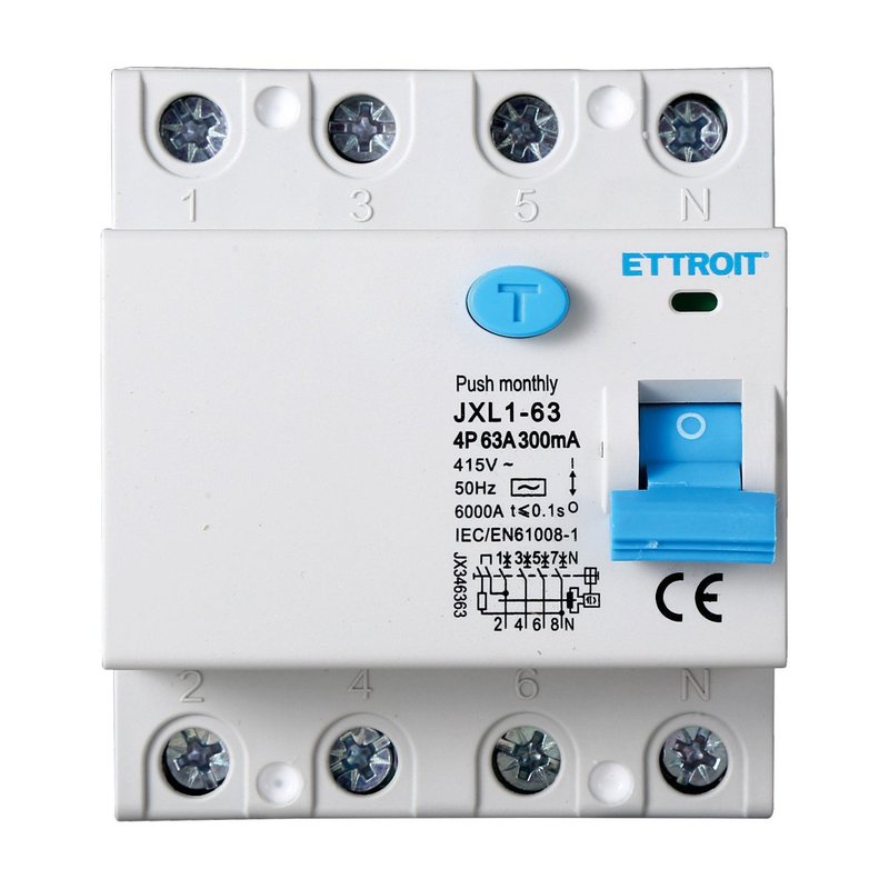 Interruttore Differenziale Puro 4P 63A 6kA 300mA 380V Salvavita Differenziale Occupa 4 Moduli DIN