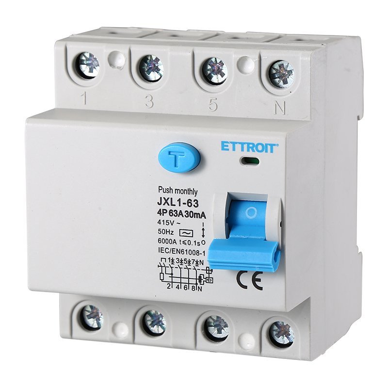 Interruttore Differenziale Puro 4P 63A 6kA 30mA 380V Salvavita Differenziale Occupa 4 Moduli DIN
