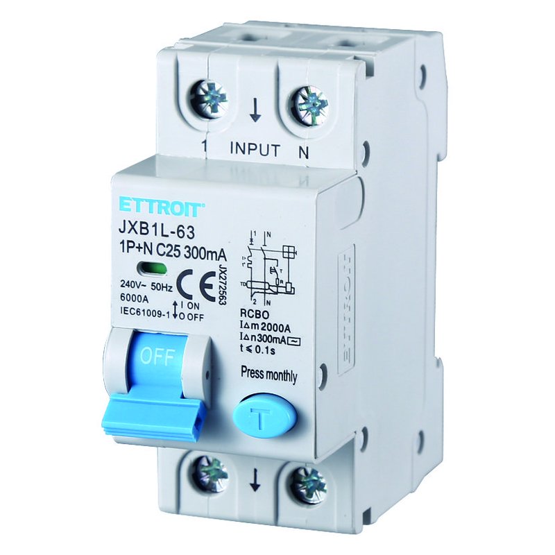 Interruttore Magnetotermico Differenziale 1P+N 25A 6KA 300mA 220V Occupa 2 Moduli DIN