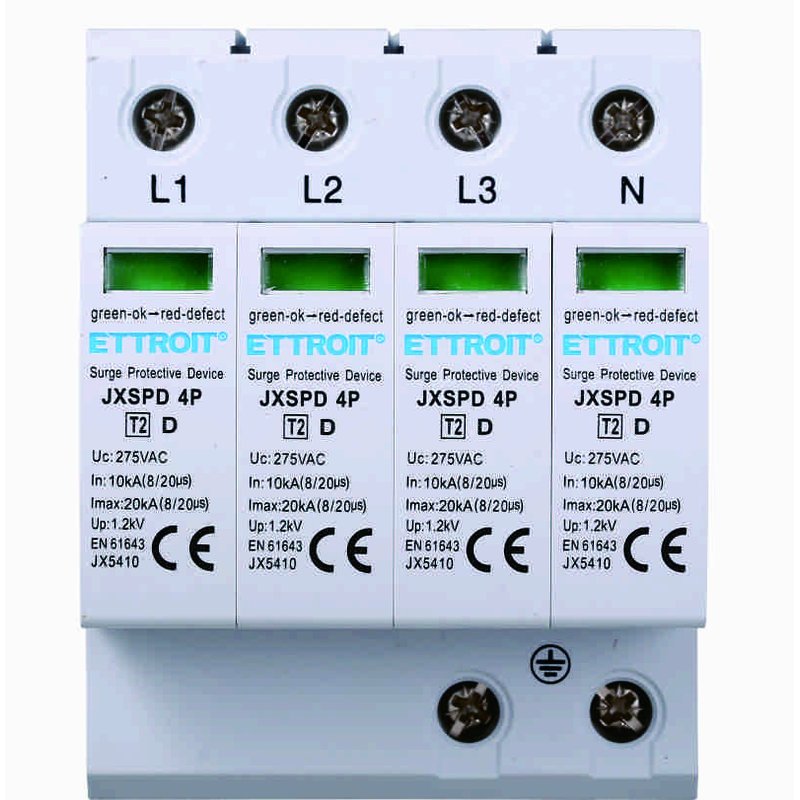 [JX5410] Scaricatore Di Sovratensione 220V T2 4P 275V 10KA Occupa 4 Moduli DIN