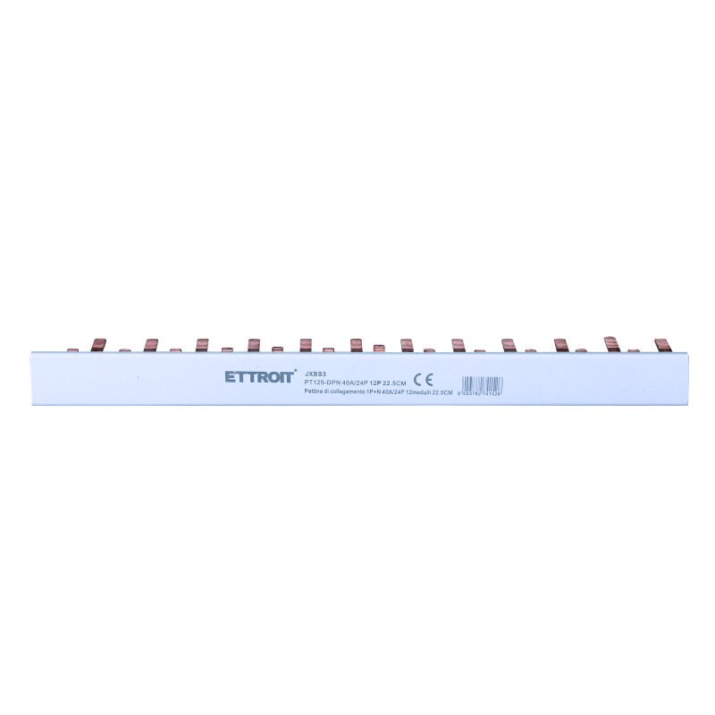 Pettine Quadro Elettrico Terminale di Collegamento 1P+N 40A 12 Moduli Lunga 22,5cm