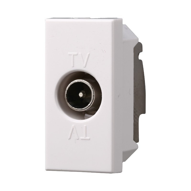 ETTROIT Connettore Presa TV Passante Maschio Colore Bianco Compatibile Con Bticino Axolute