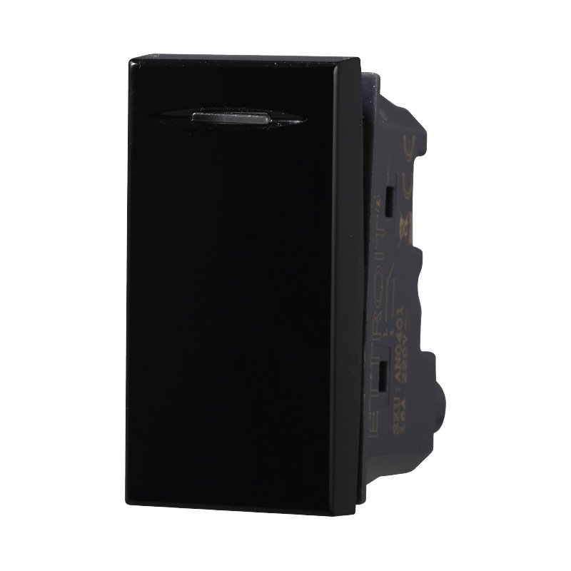 ETTROIT Interruttore 1P 16A Unipolare Colore Nero Compatibile Con Bticino Axolute