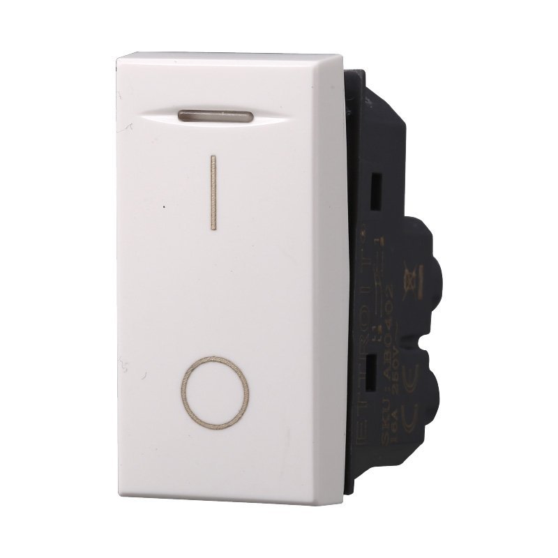 ETTROIT Interruttore Bipolare 0-1 16A Colore Bianco Compatibile Con Bticino Axolute