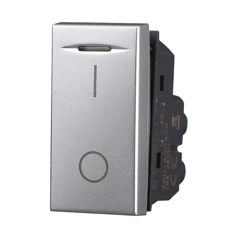 ETTROIT Interruttore Bipolare 0-1 16A Colore Grigio Compatibile Con Bticino Axolute