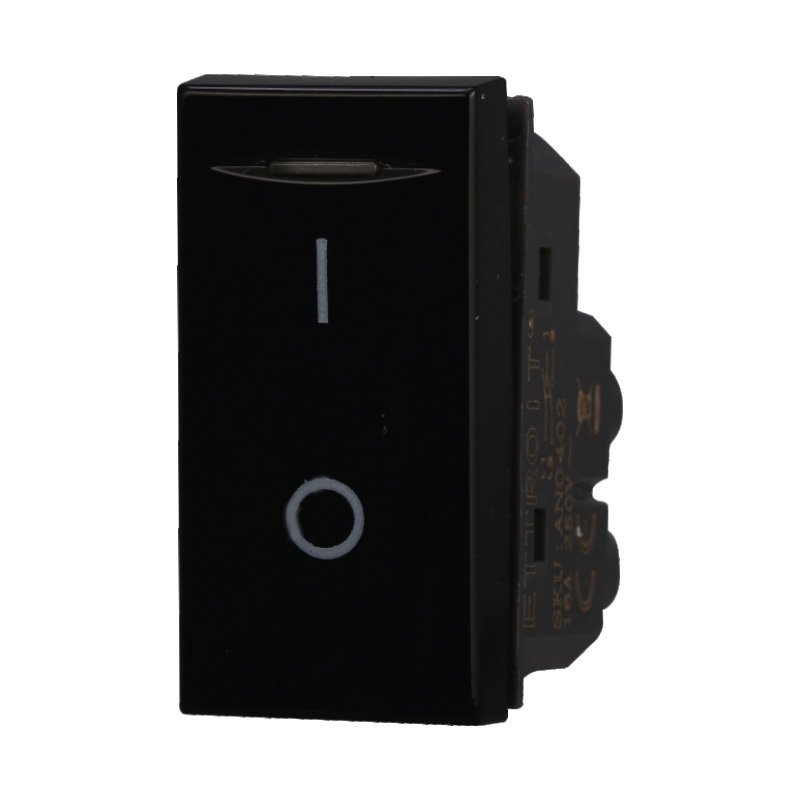 ETTROIT Interruttore Bipolare 0-1 16A Colore Nero Compatibile Con Bticino Axolute
