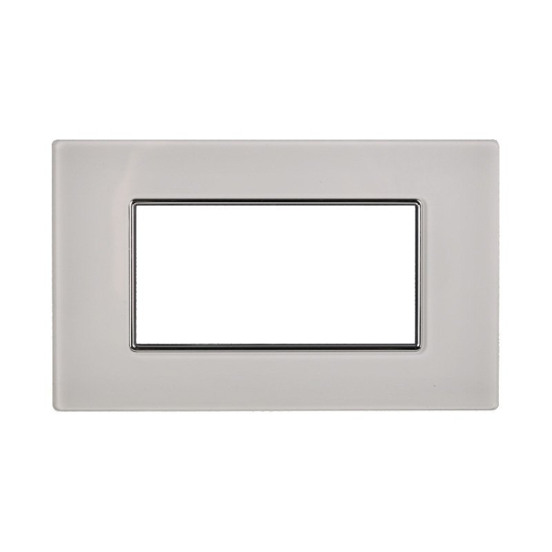 ETTROIT Placca In Vetro Serie Moon 4P Colore Bianco Compatibile Con Bticino Axolute