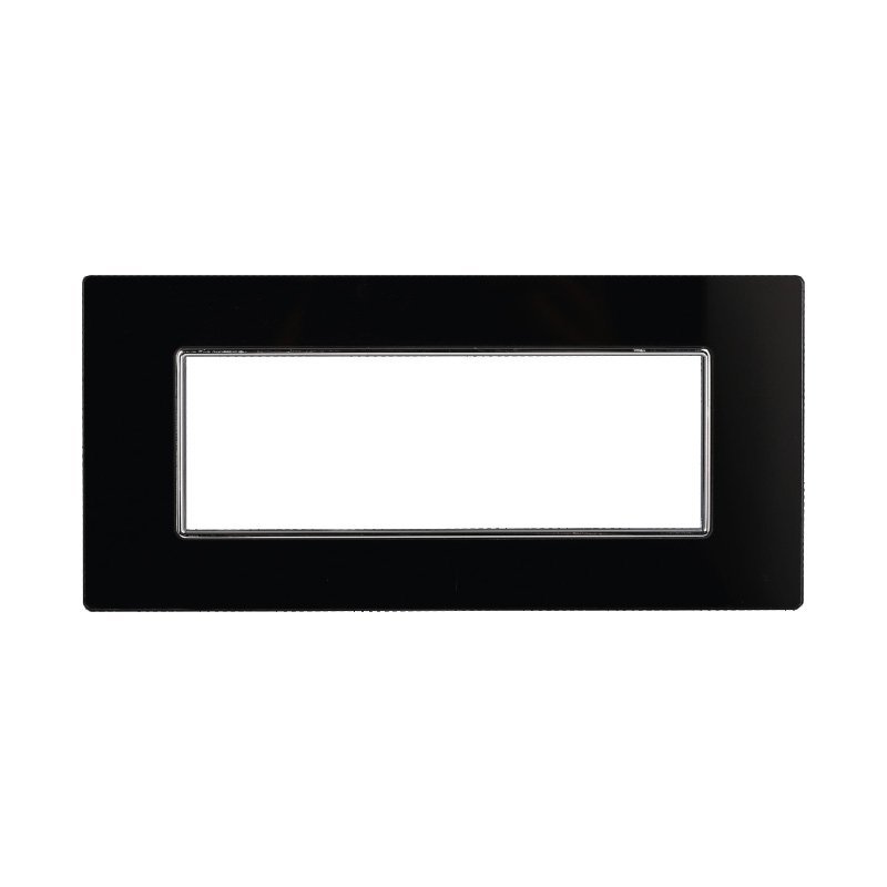 Placca In Vetro Serie Moon 6P Colore Nero Compatibile Con Bticino Axolute