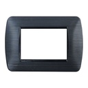 ETTROIT Placca Plastica Serie Space 3P Colore Nero Satinato Compatibile Con Bticino Living Light
