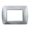 ETTROIT Placca Plastica Serie Space 3P Colore Silver Satinato Compatibile Con Bticino Living Light