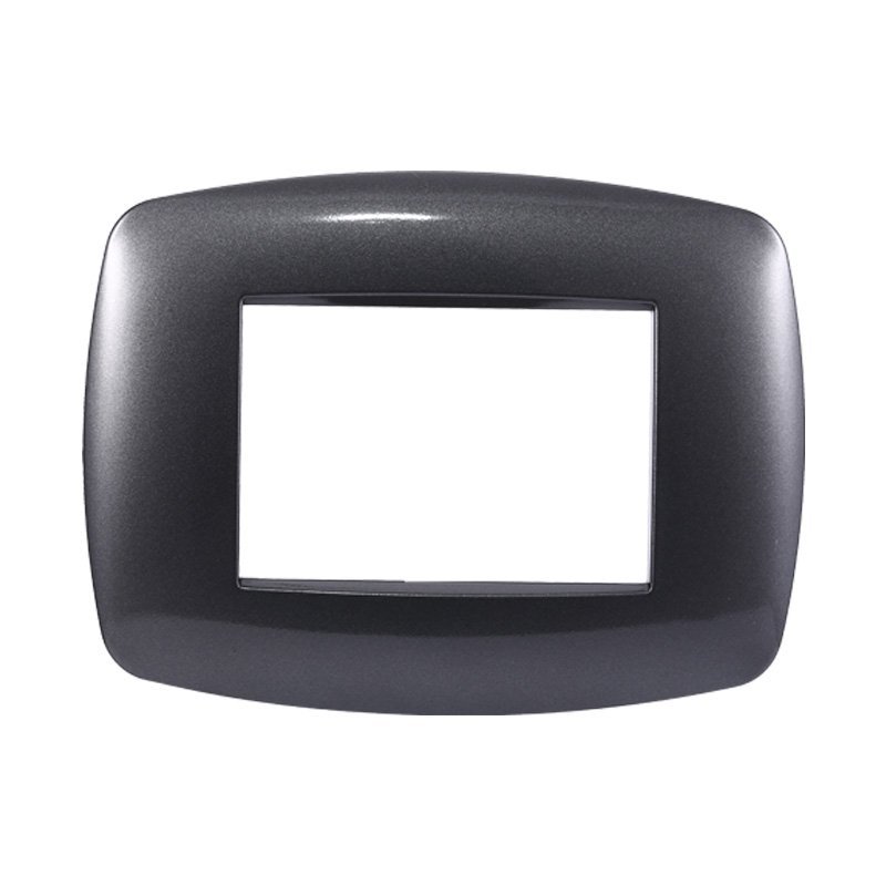 ETTROIT Placca Slim Serie Space 3P Colore Acciaio Scuro Compatibile Con Bticino Living Light