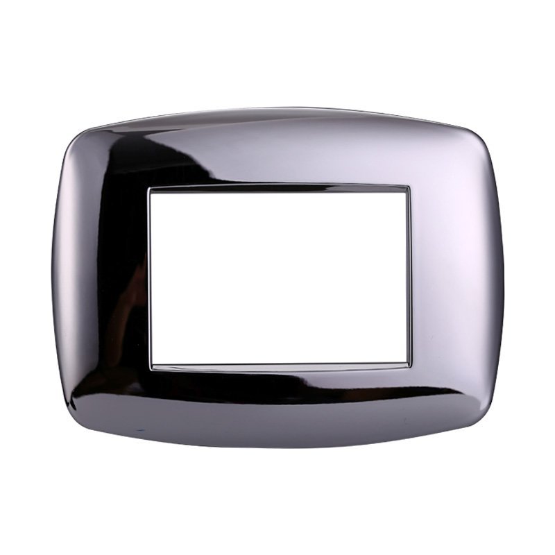 Placca Slim Serie Space 3P Colore Cromato Lucido Compatibile Con Bticino Living Light