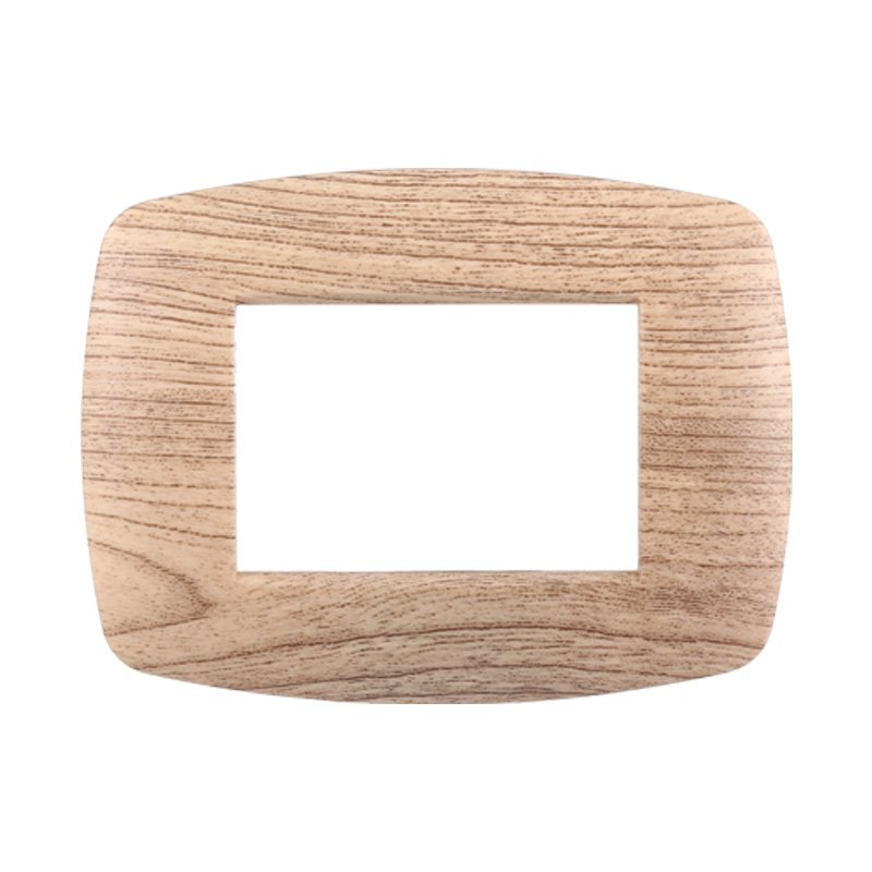 ETTROIT Placca Slim Serie Space 3P Colore Legno Chiaro Compatibile Con Bticino Living Light