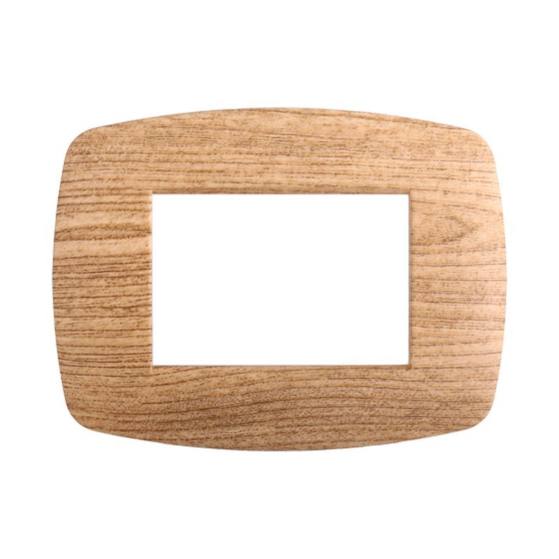 ETTROIT Placca Slim Serie Space 3P Colore Legno Scuro Compatibile Con Bticino Living Light