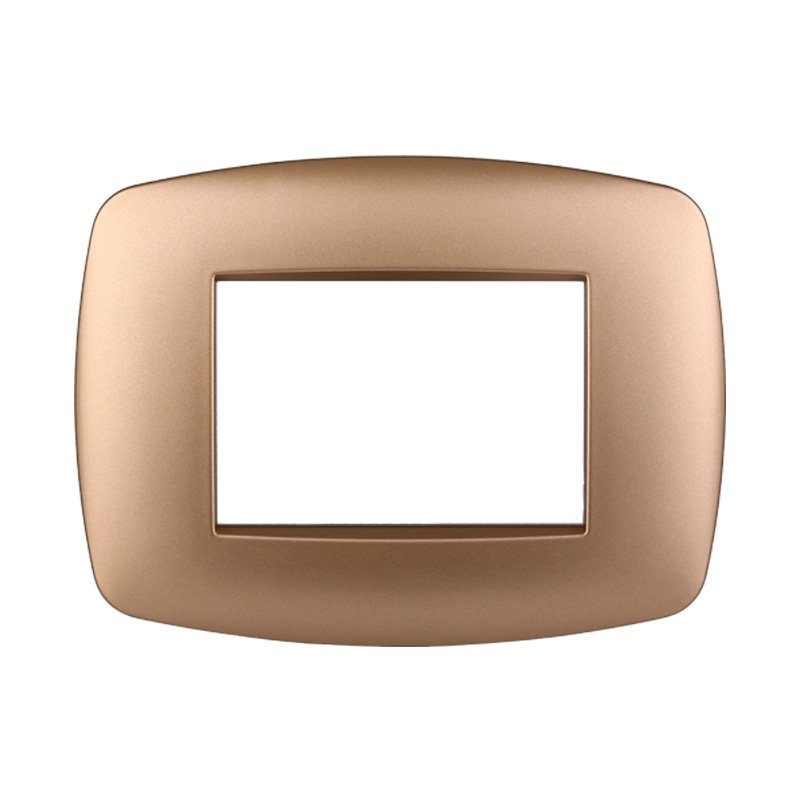 Placca Slim Serie Space 3P Colore Oro Compatibile Con Bticino Living Light