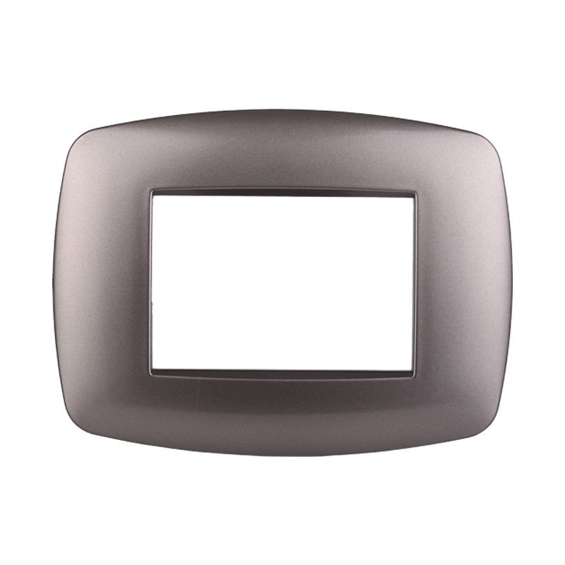 ETTROIT Placca Slim Serie Space 3P Colore Titanio Compatibile Con Bticino Living Light