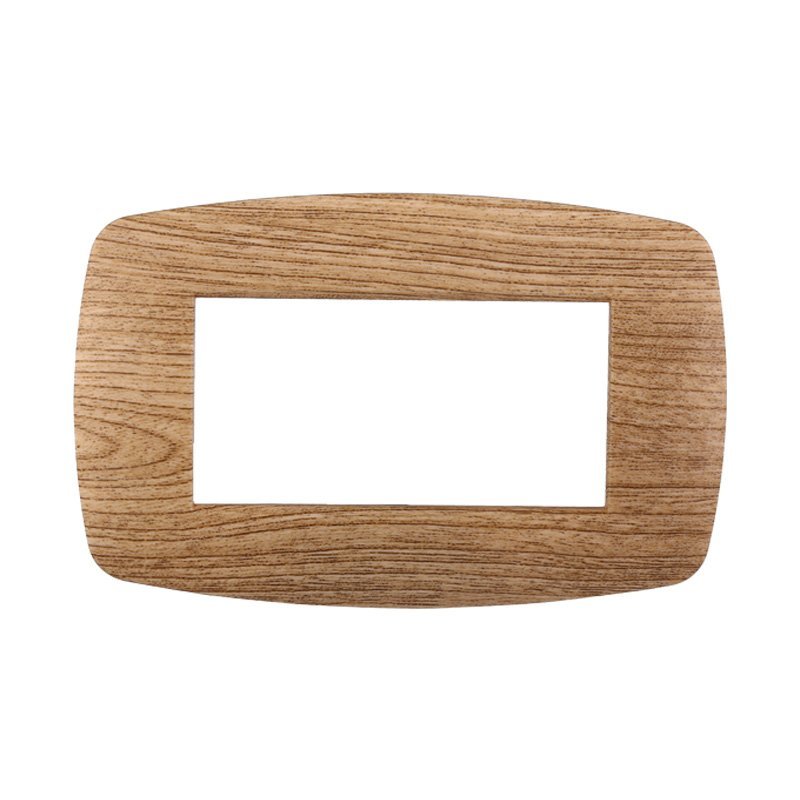 ETTROIT Placca Slim Serie Space 4P Colore Legno Scuro Compatibile Con Bticino Living Light
