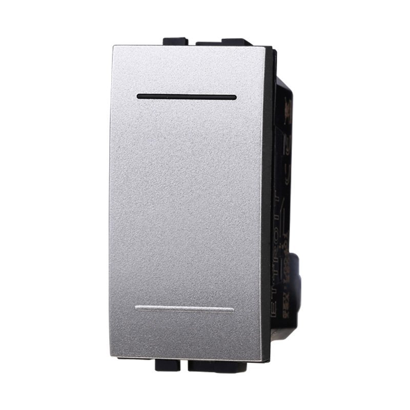 ETTROIT Pulsante 1P 16A Unipolare Colore GRIGIO Compatibile Con Bticino Living International