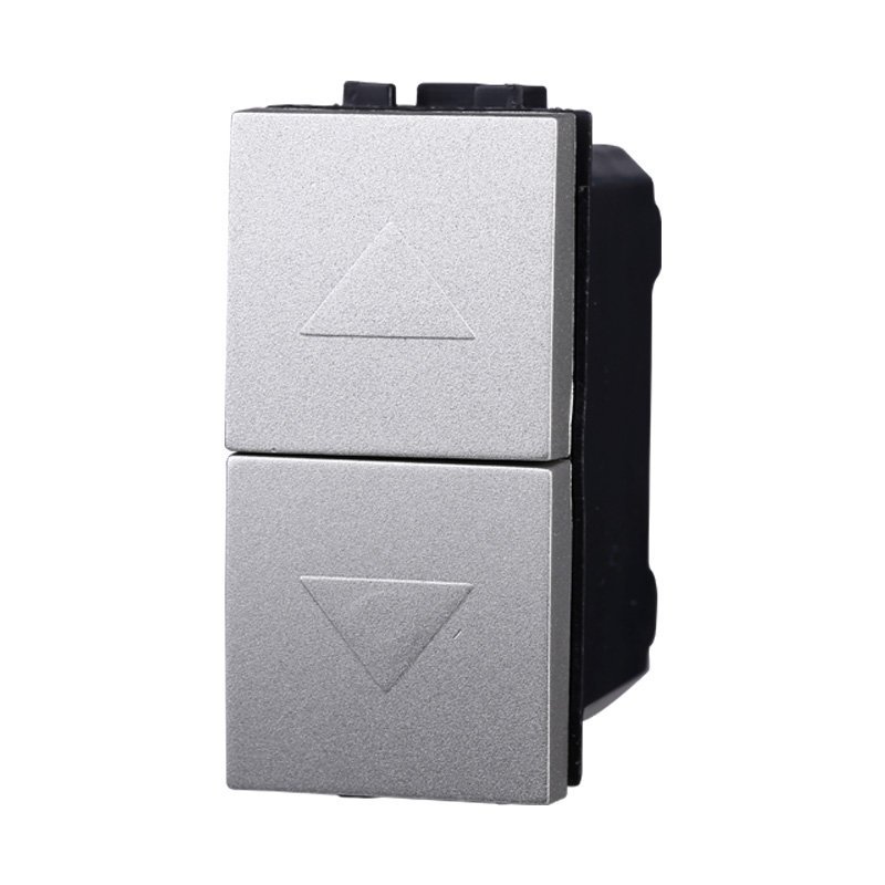 ETTROIT Pulsante Saliscendi Commutatore 2P 10A Tapparelle Colore Grigio Compatibile Con Bticino Living International