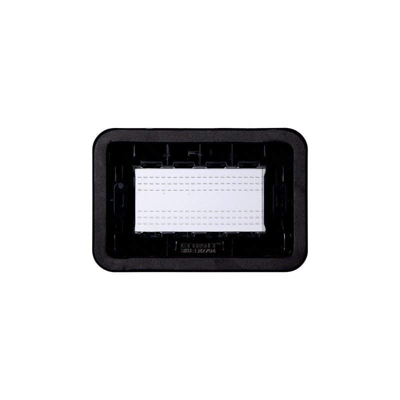 Placca con Coperchio Supporto Stango Idrobox IP55 Nero 4 Posti 504 Compatibile Con Bticino Living International