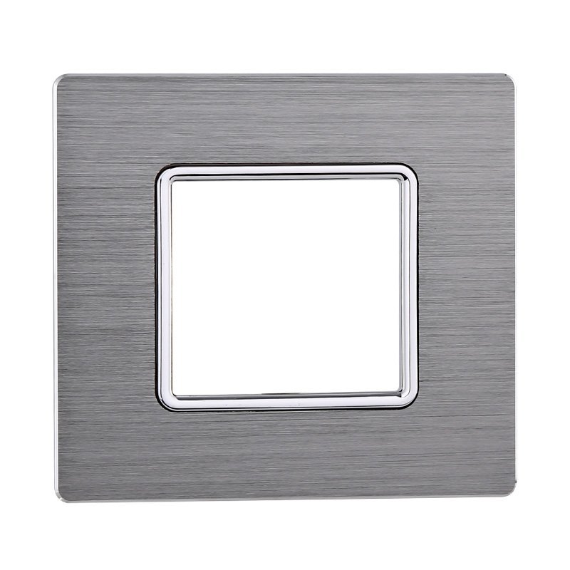 ETTROIT Placca In Alluminio Serie Solar 2P Colore Silver Compatibile Con Bticino Matix