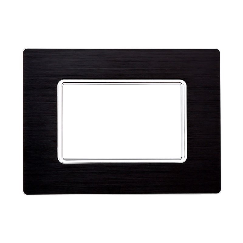 Placca In Alluminio Serie Solar 3P Colore Nero Compatibile Con Bticino Matix