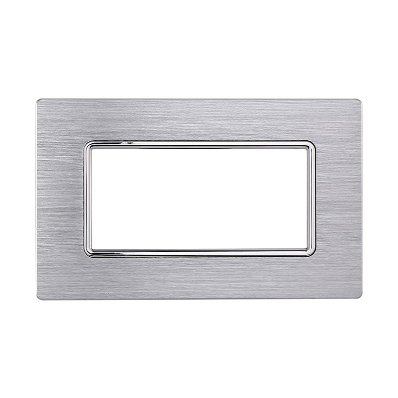 ETTROIT Placca In Alluminio Serie Solar 4P Colore Silver Lucido Compatibile Con Bticino Matix