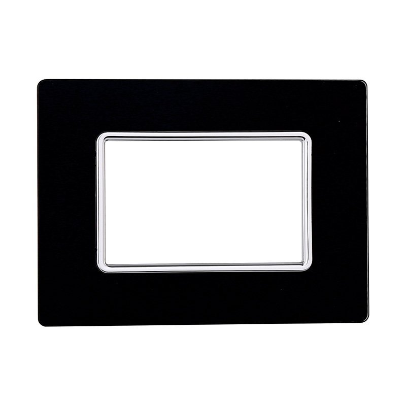 ETTROIT Placca In Vetro Serie Solar 3P Colore Nero Compatibile Con Bticino Matix