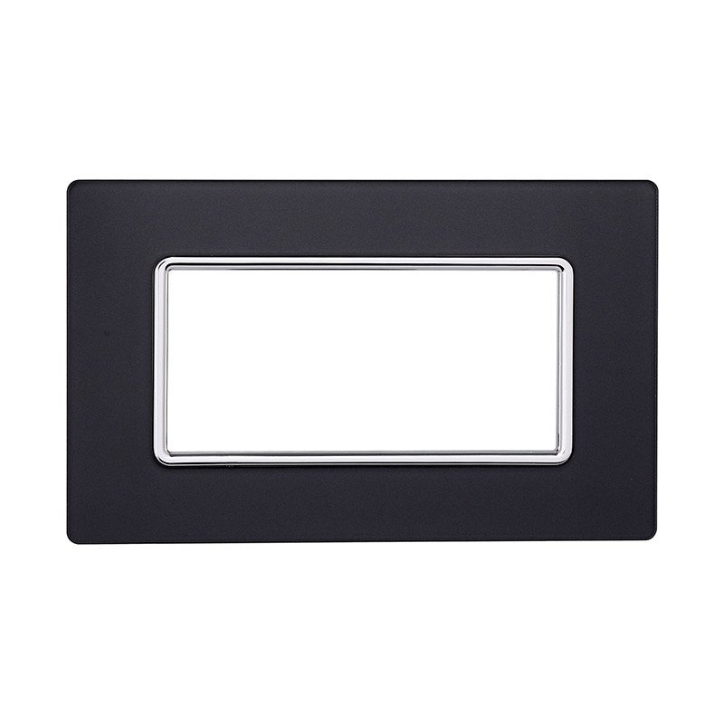 ETTROIT Placca In Vetro Serie Solar 4P Colore Acciaio Scuro Compatibile Con Bticino Matix